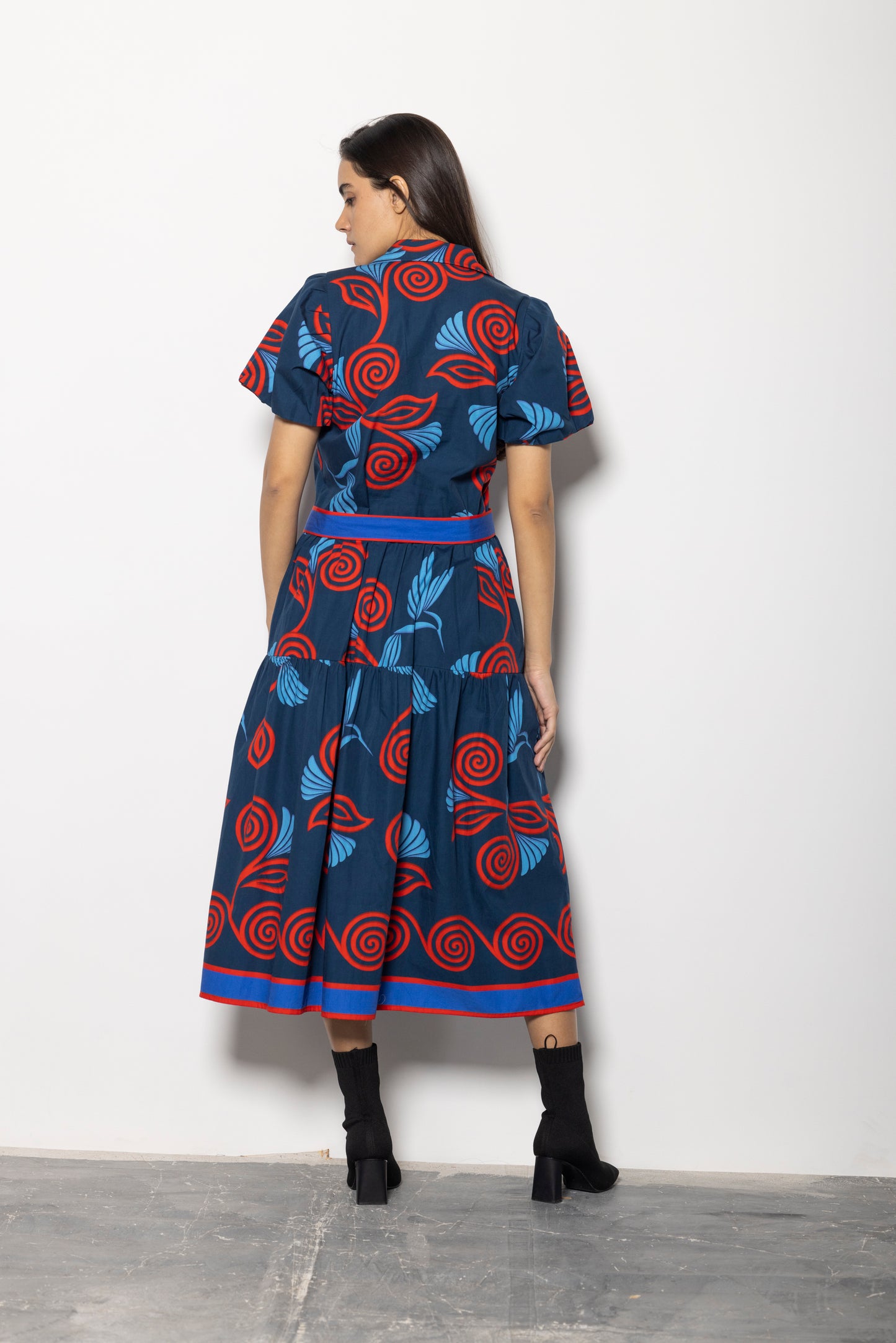 INDIGO FEATHERS DELLA DRESS