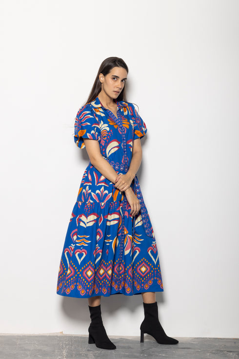 COBALT IKAT DELLA DRESS