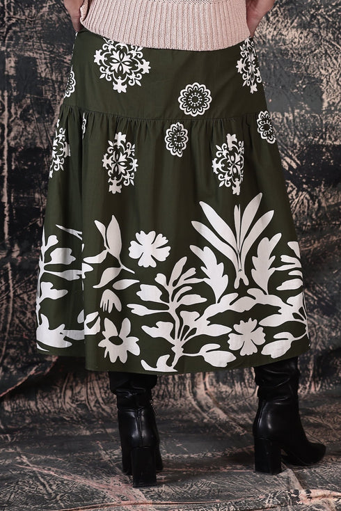 OLIVE FOLIAGE ADA SKIRT
