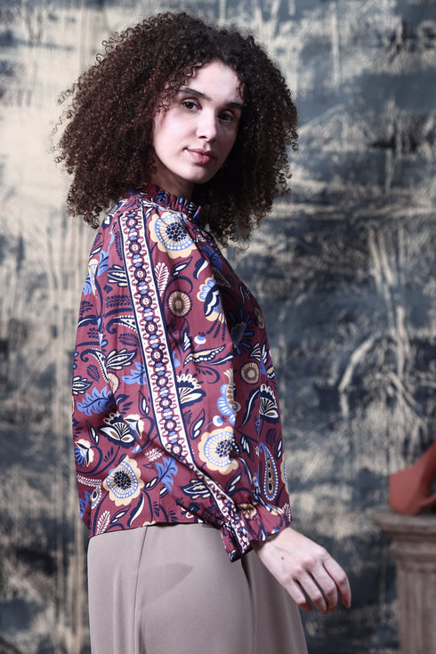 BROWN FLORALS ASHLEY TOP