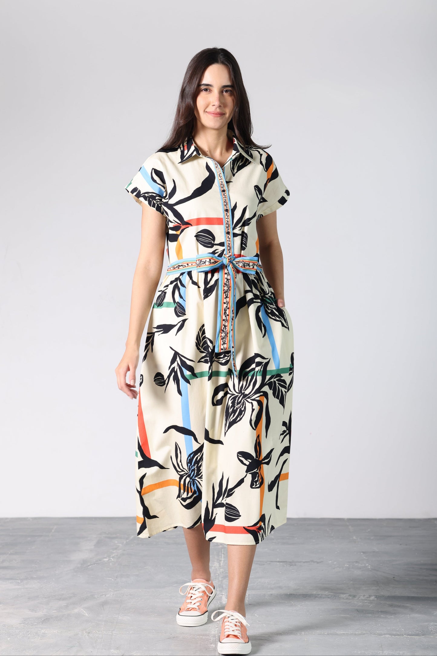 STRIPED FLORALS RYLIE DRESS