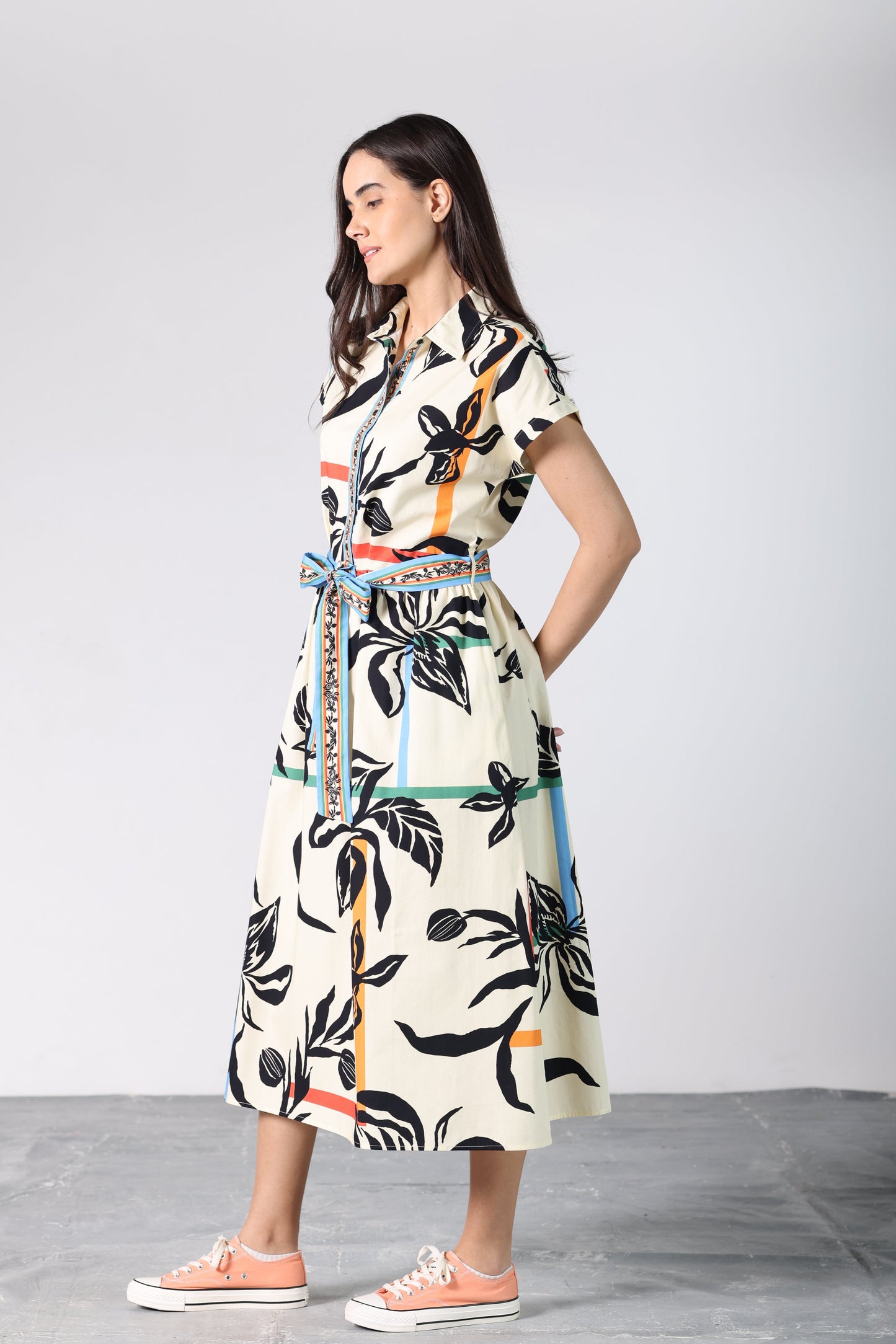 STRIPED FLORALS RYLIE DRESS