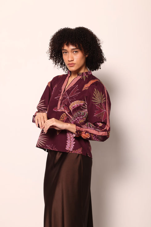 WINE FLORA ASHLEY TOP