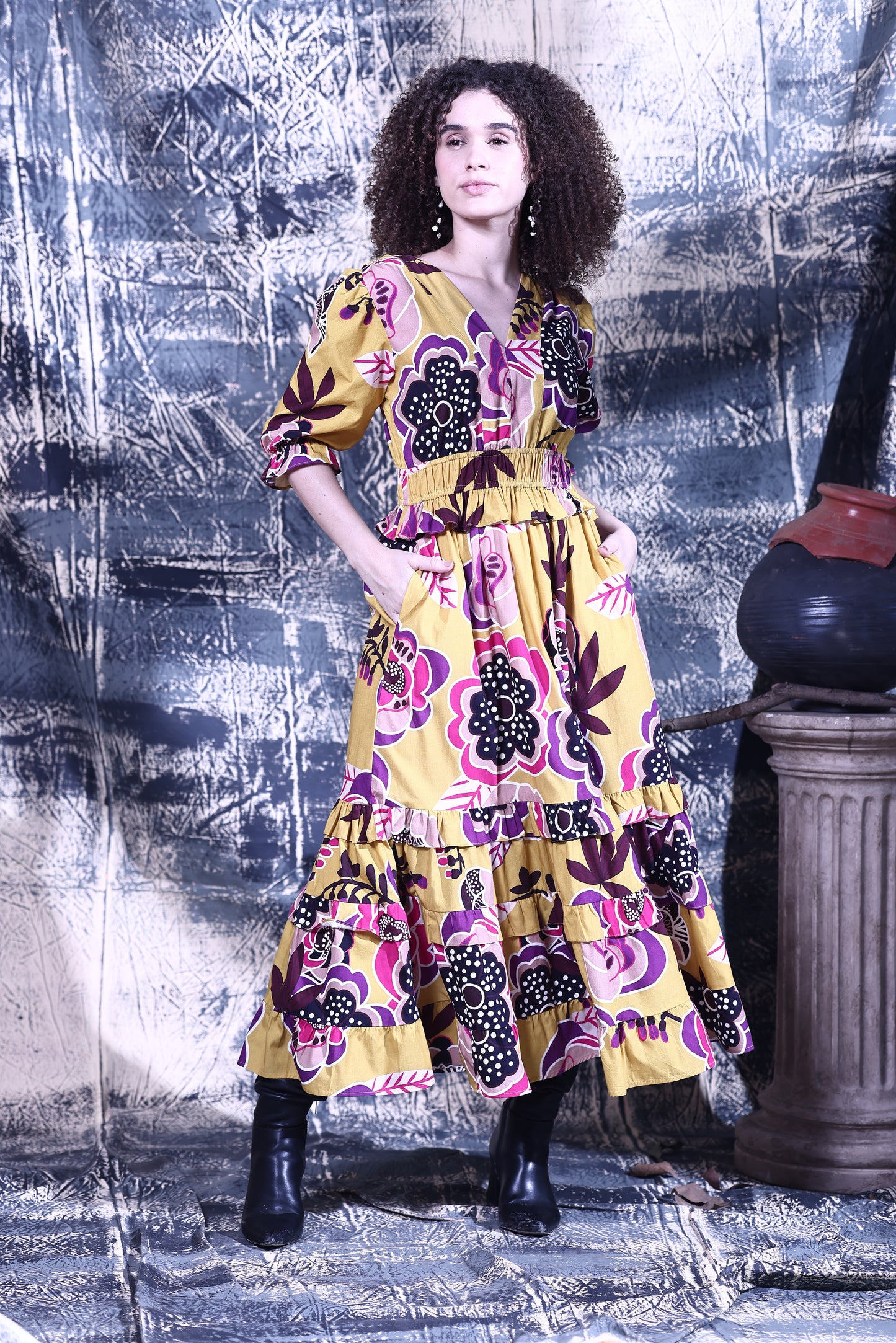 GOLDEN BLOOM EVELYN DRESS