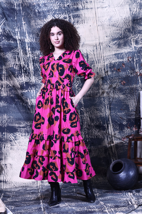 PINK LEOPARD EVELYN DRESS