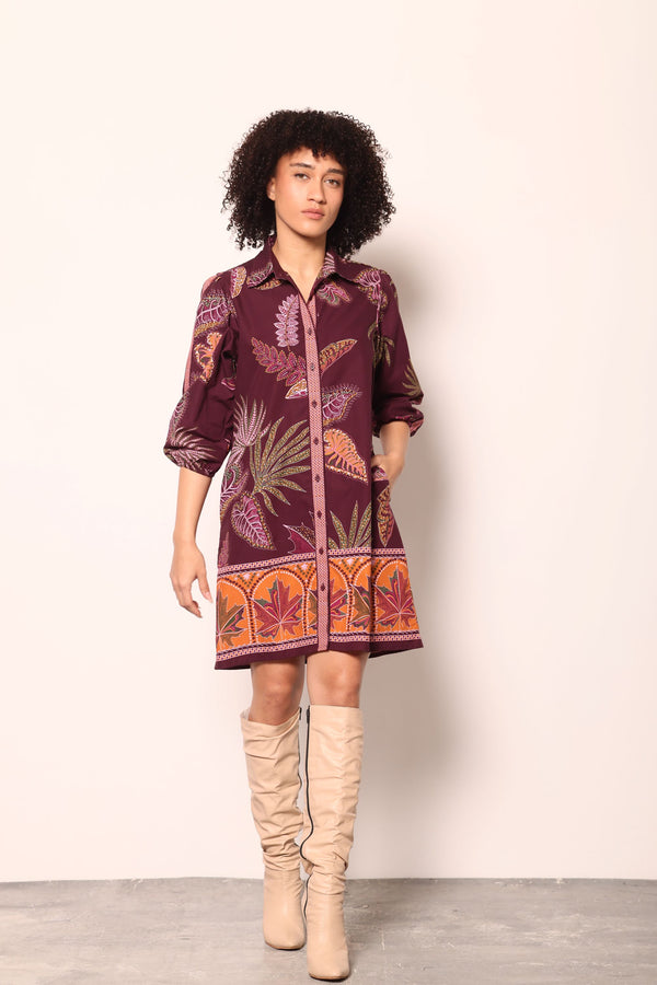 WINE FLORA AVA DRESS