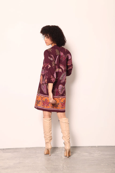 WINE FLORA FREYA DRESS