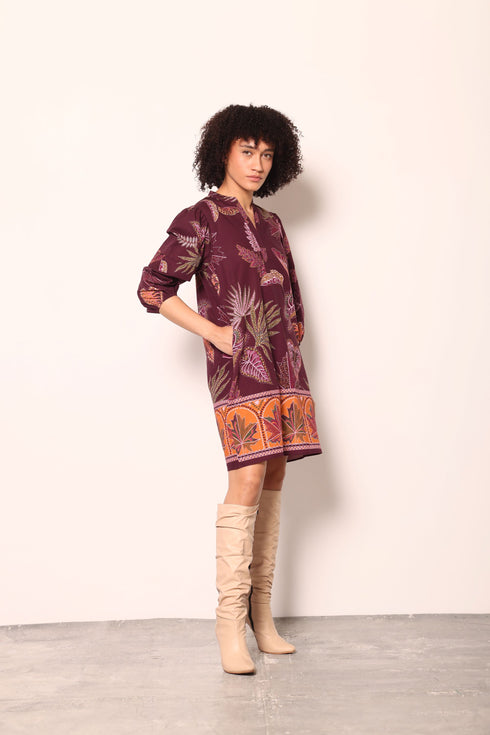 WINE FLORA FREYA DRESS