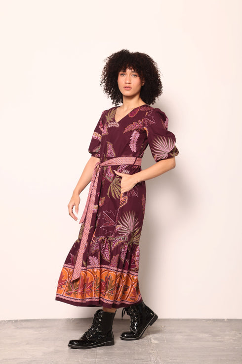 WINE FLORA MOLLY DRESS