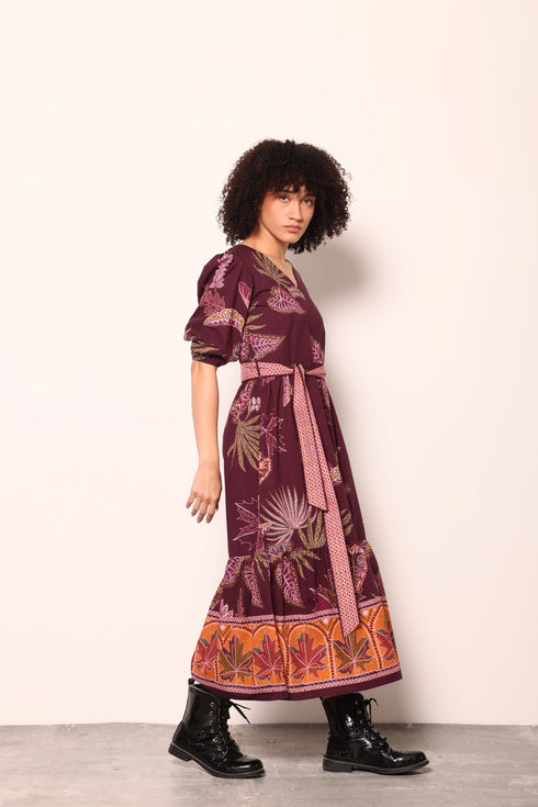 WINE FLORA MOLLY DRESS