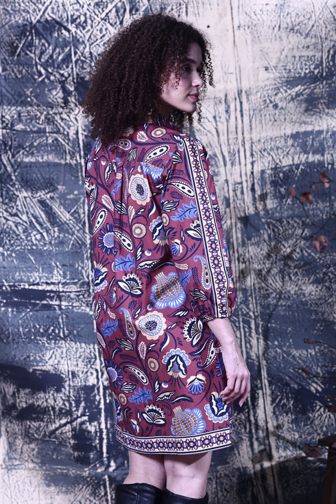 BROWN FLORALS AVA DRESS