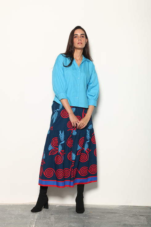 INDIGO FEATHERS ADA SKIRT