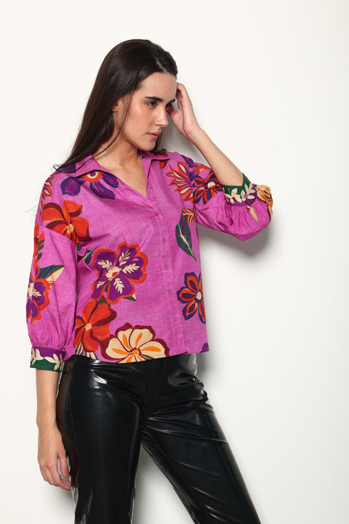 MAUVE BLOSSOMS ELSA TOP