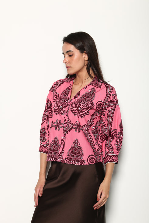 SALMON MOTIFS ELSA TOP