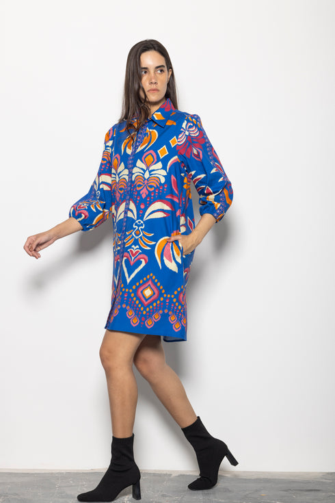 COBALT IKAT AVA DRESS