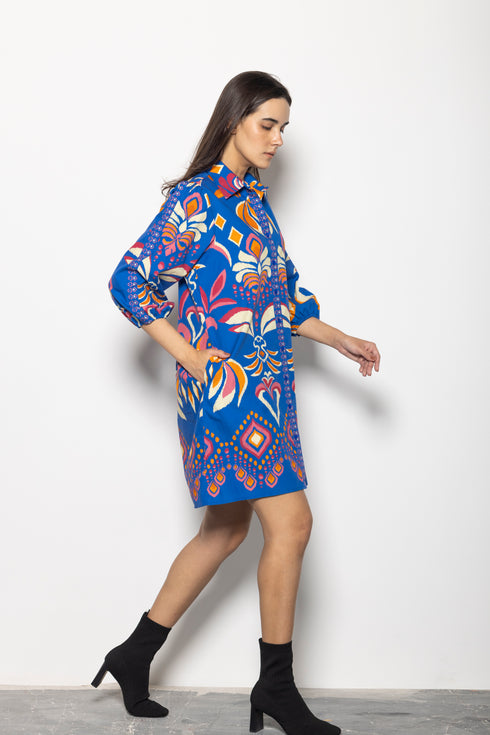 COBALT IKAT AVA DRESS