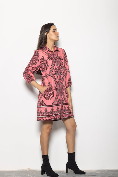 SALMON MOTIFS AVA DRESS