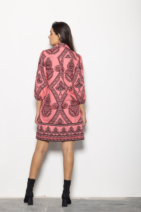 SALMON MOTIFS AVA DRESS