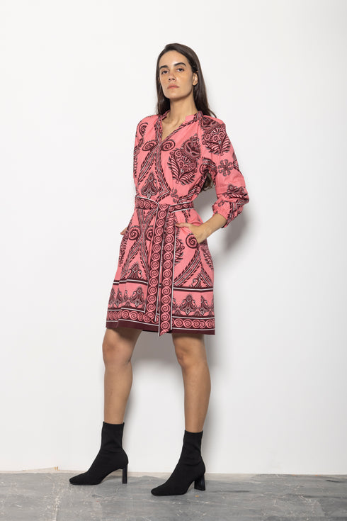 SALMON MOTIFS GIA DRESS