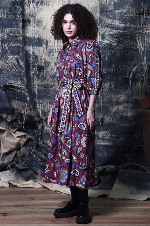 BROWN FLORALS REMI DRESS