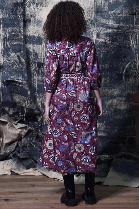 BROWN FLORALS REMI DRESS