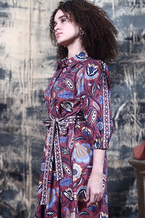 BROWN FLORALS REMI DRESS