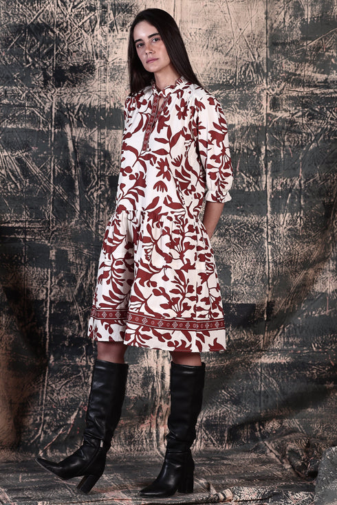 RUST FOLIAGE SASHA DRESS