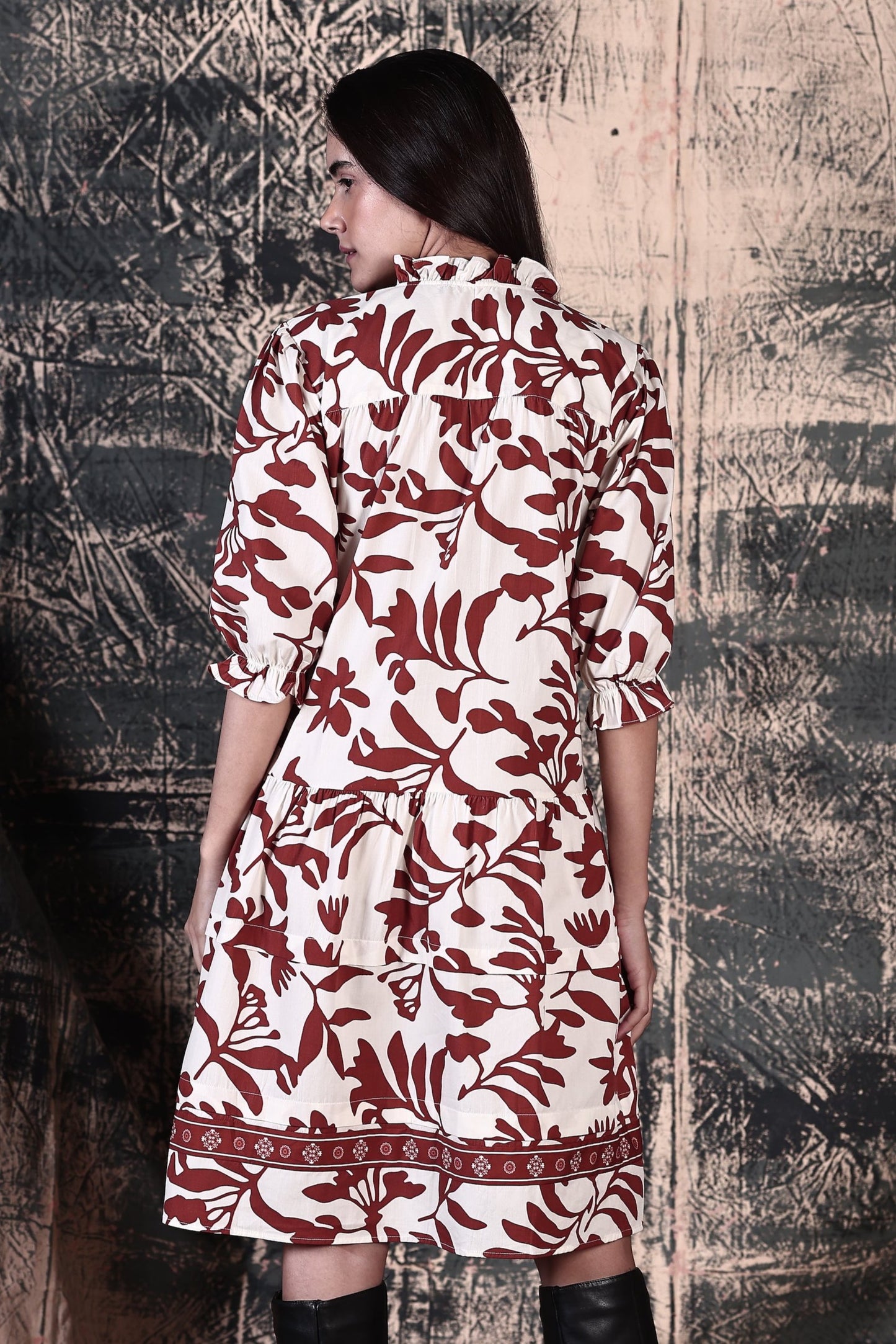 RUST FOLIAGE SASHA DRESS