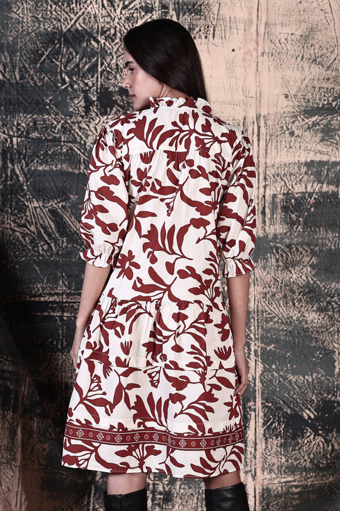 RUST FOLIAGE SASHA DRESS