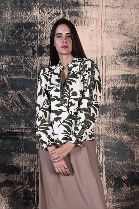 OLIVE FOLIAGE ASHLEY TOP