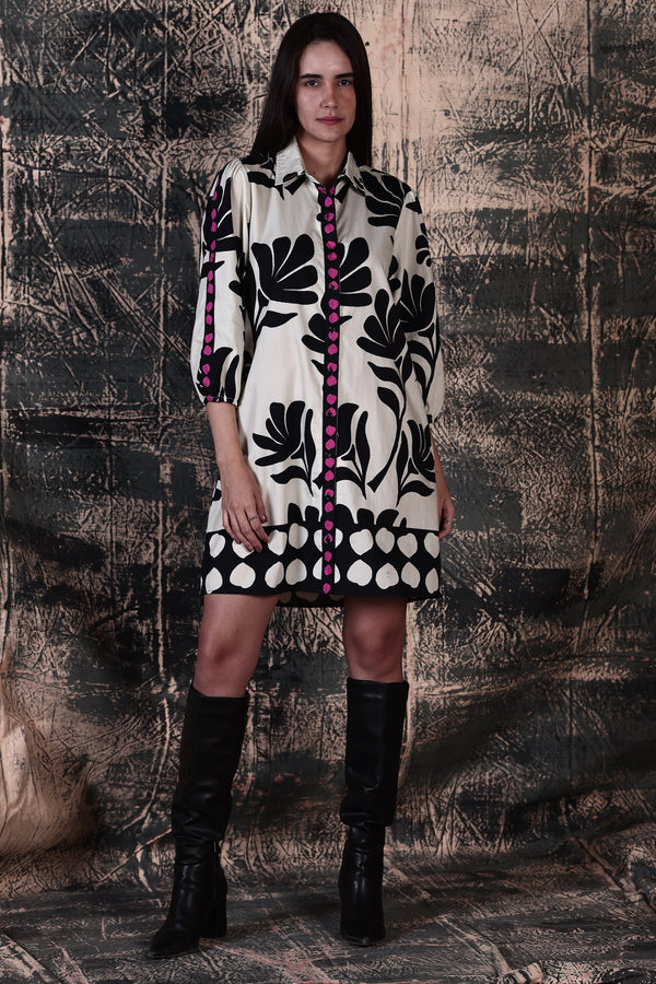 BLACK FOLIAGE AVA DRESS