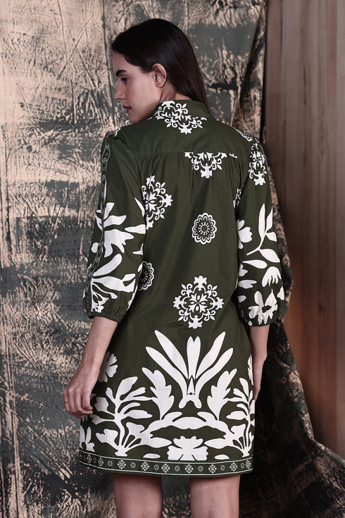 OLIVE FOLIAGE AVA DRESS