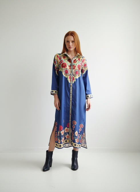 COBALT FLORALS ELIZA DRESS