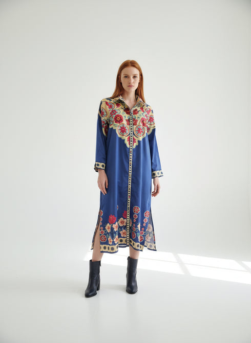 COBALT FLORALS ELIZA DRESS