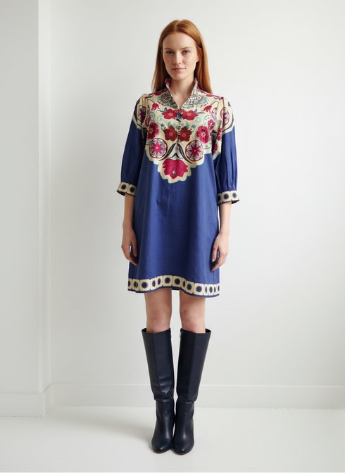 COBALT FLORALS DAHLIA DRESS