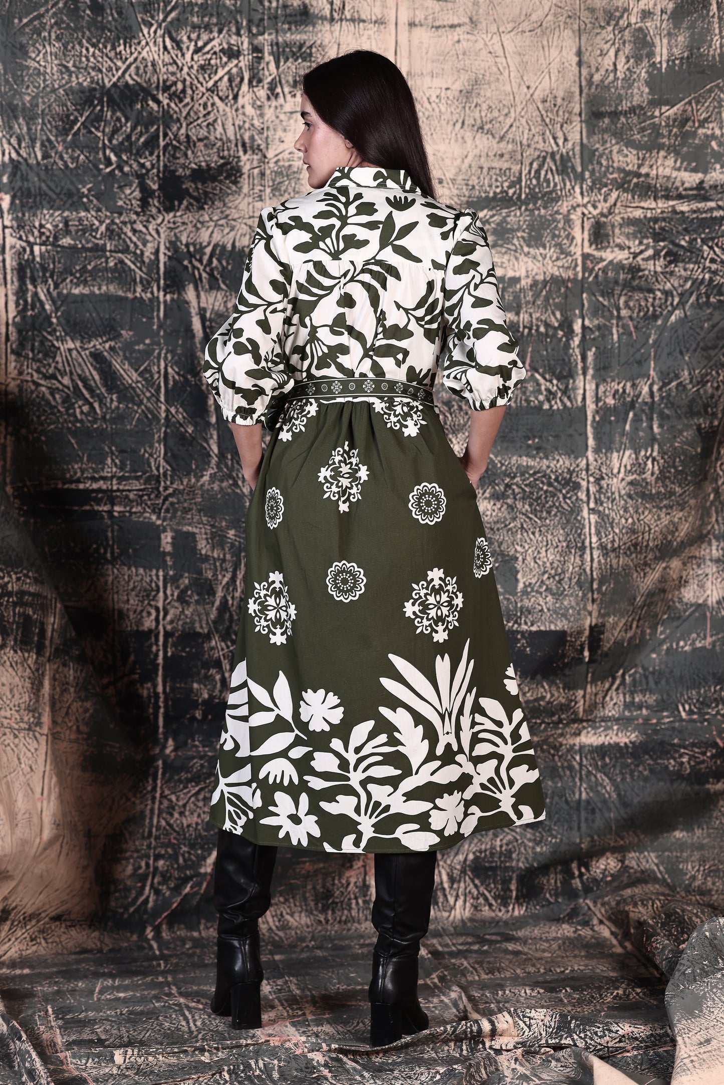 OLIVE FOLIAGE REMI DRESS
