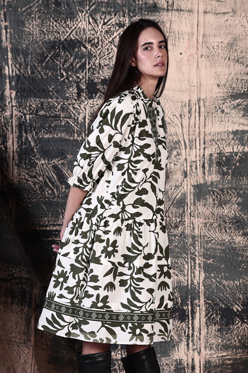 OLIVE FOLIAGE SASHA DRESS