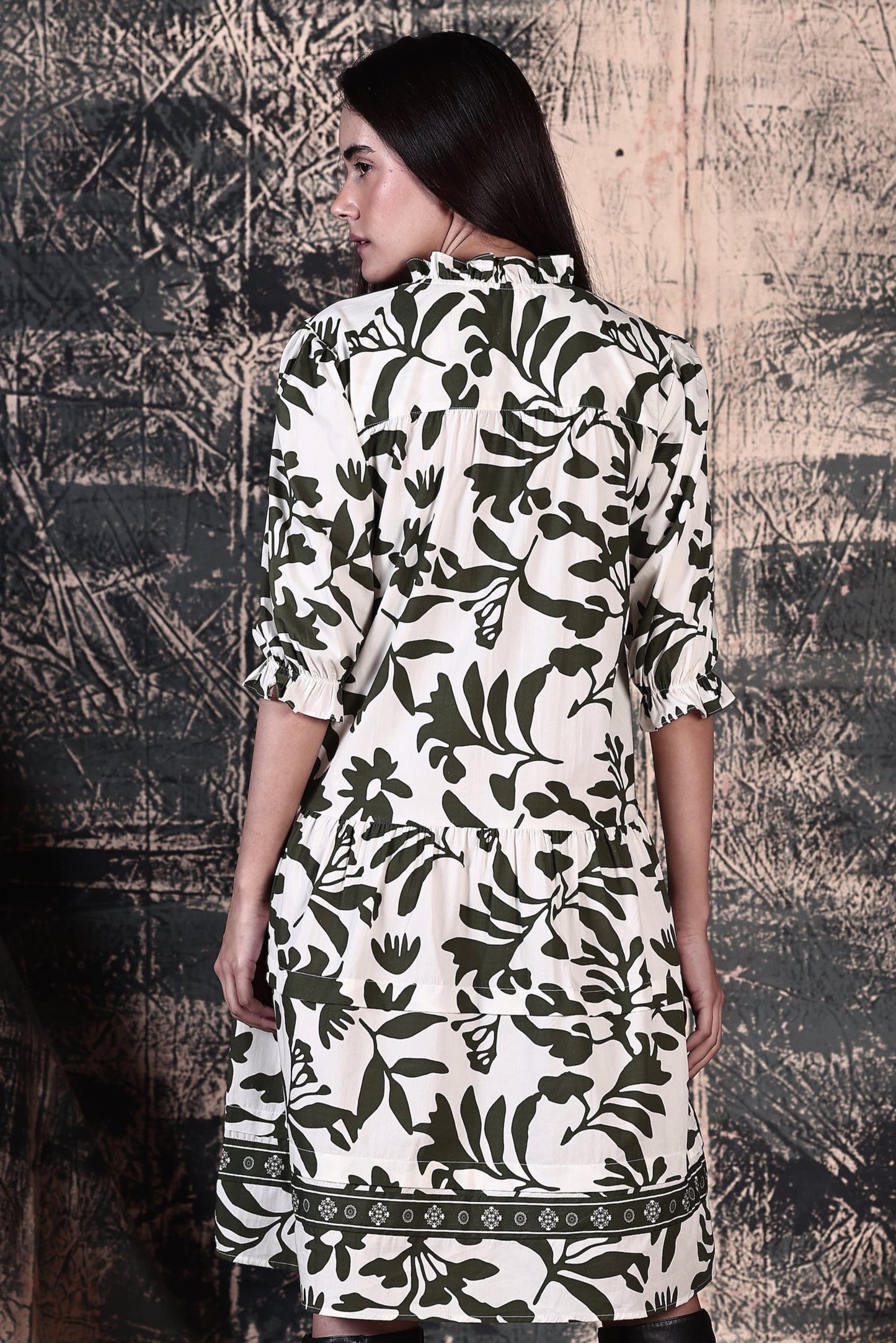 OLIVE FOLIAGE SASHA DRESS