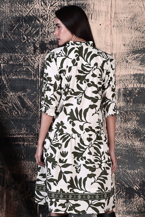 OLIVE FOLIAGE SASHA DRESS