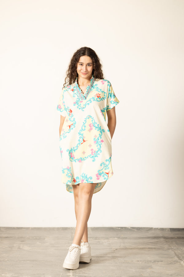 AQUA SCROLL ALANA DRESS