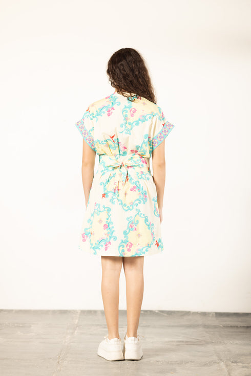 AQUA SCROLL YANA DRESS