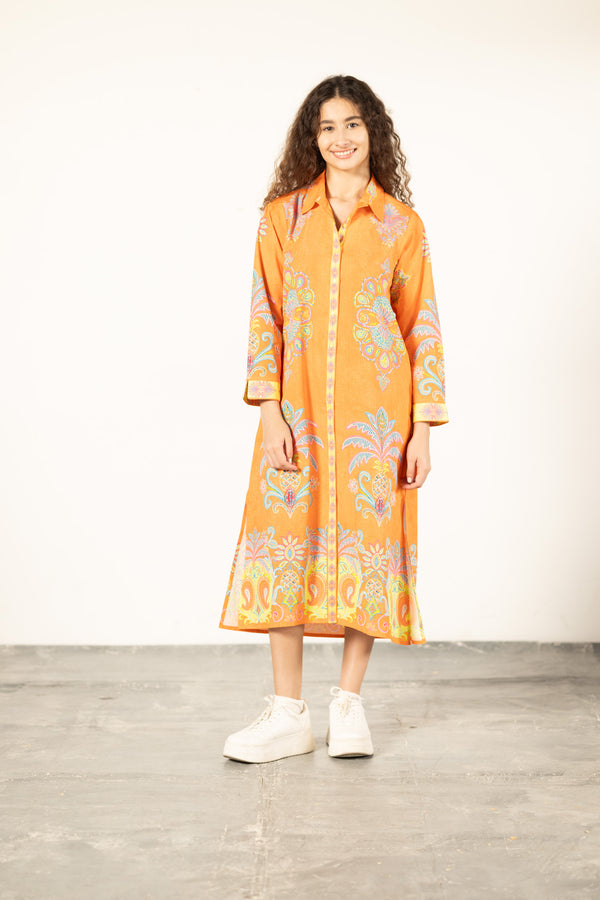APRICOT FILIGREE ELIZA DRESS