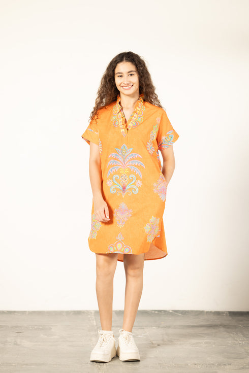 APRICOT FILIGREE ALANA DRESS