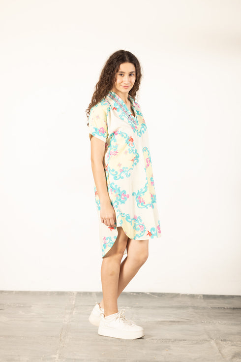AQUA SCROLL ALANA DRESS