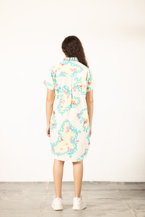 AQUA SCROLL ALANA DRESS