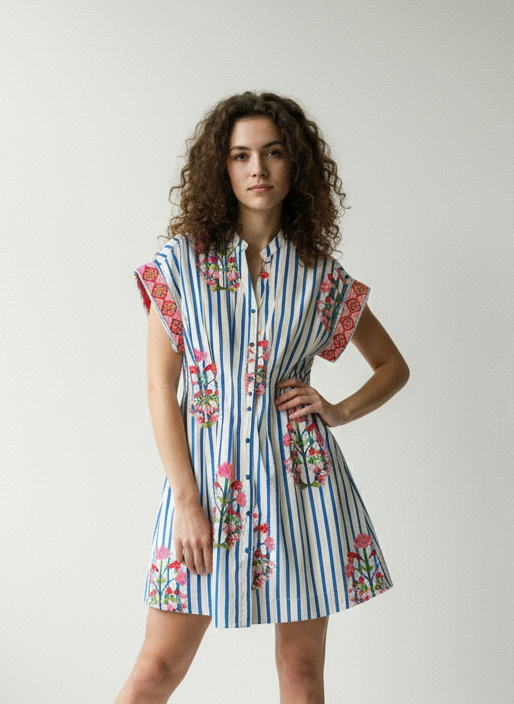 STRIPED GARDEN YANA DRESS