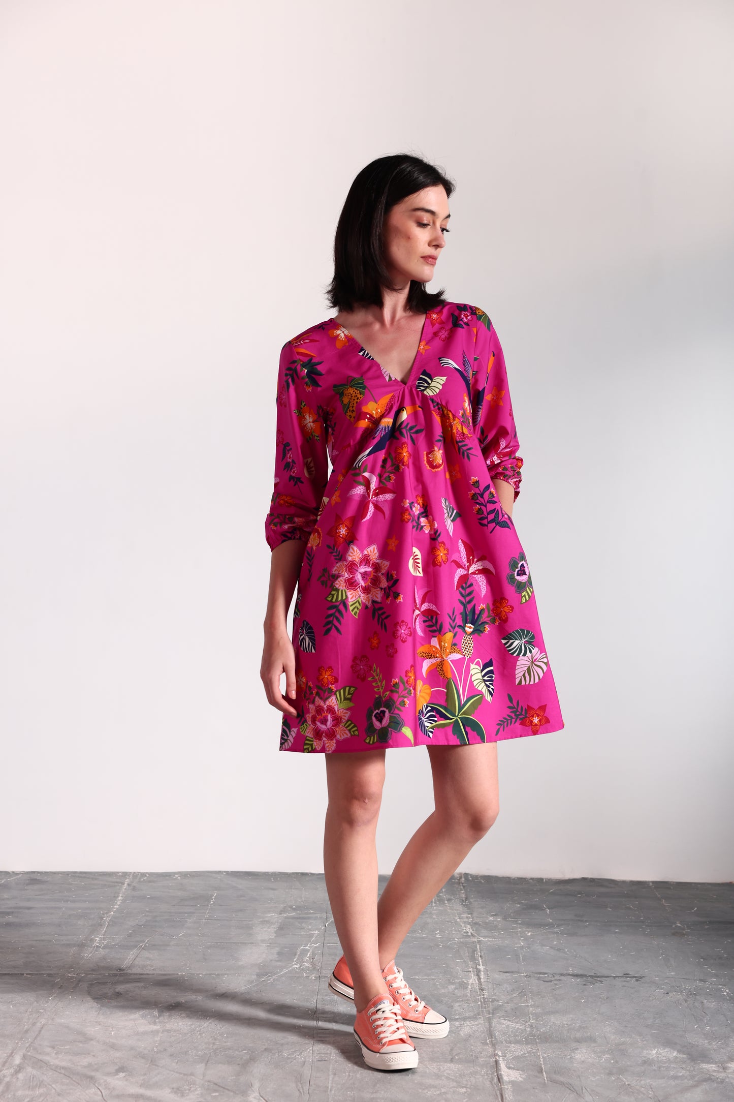 RASPBERRY BLOOM ANA DRESS