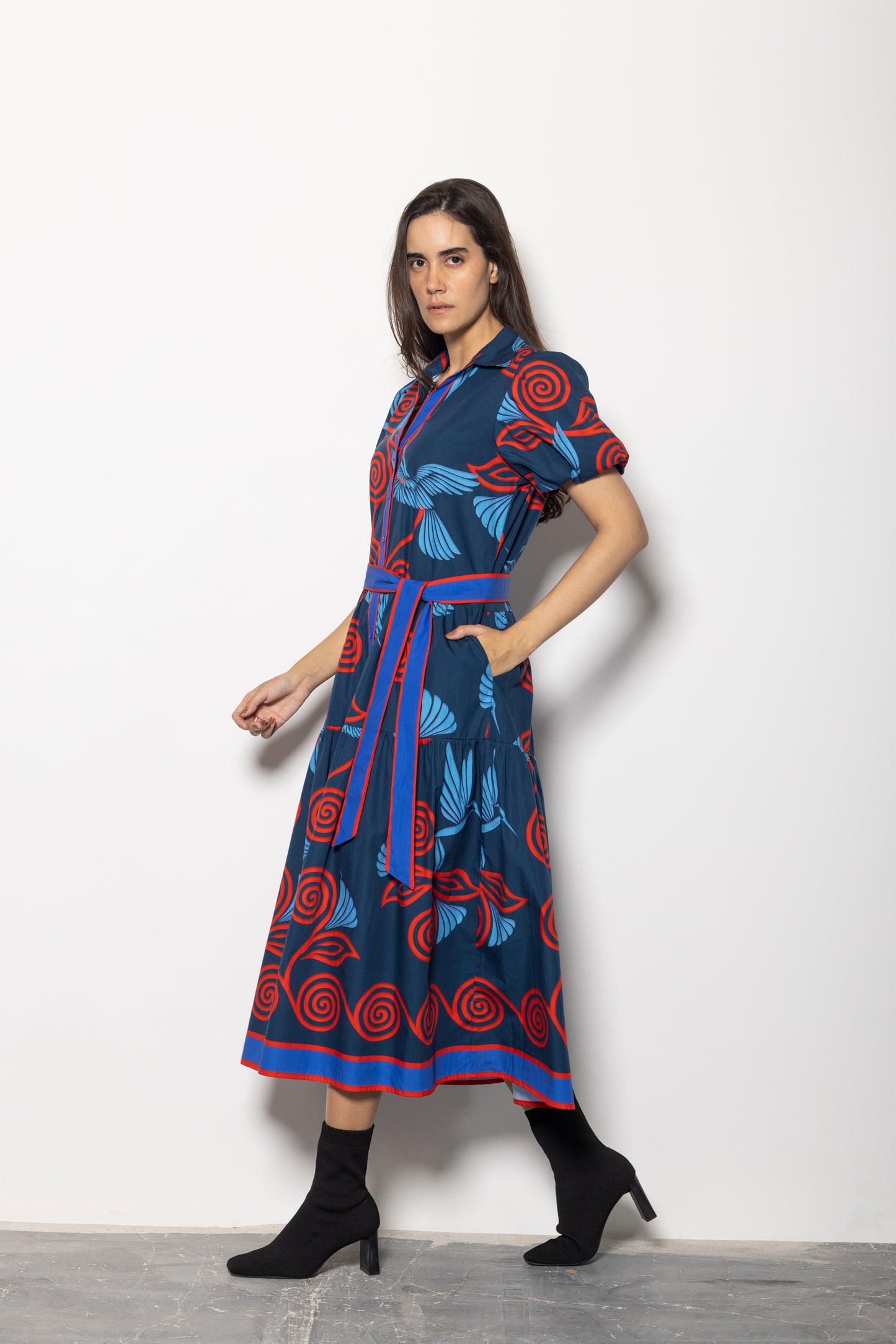 INDIGO FEATHERS DELLA DRESS