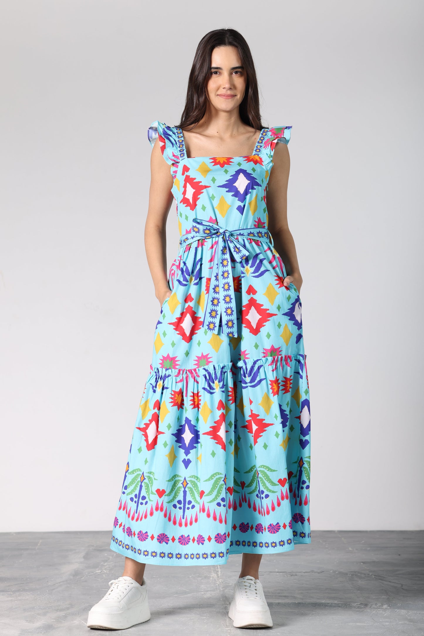 AQUA IKAT ELSIE DRESS