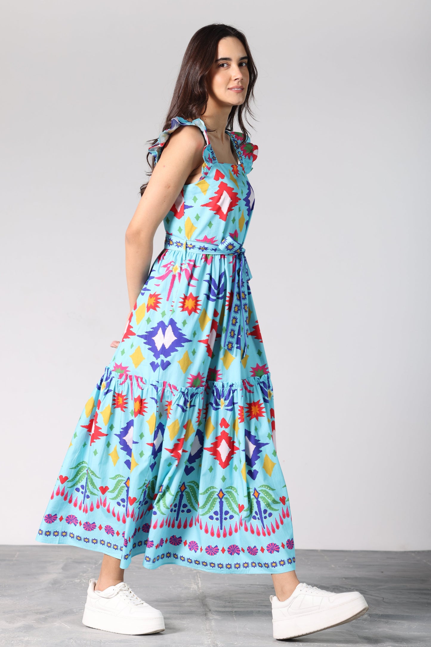 AQUA IKAT ELSIE DRESS